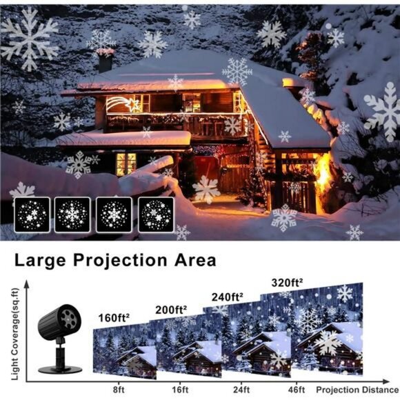 Snowflake Projector Lights Outdoor, Snowflake Projector Indoor, Waterproof LED - Picture 5 of 6
